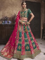 Teal Green Banarshi Silk Lehenga